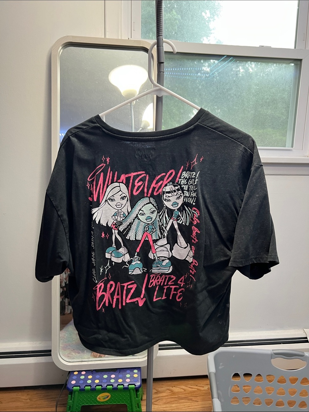 NWOT Bratz Black Graphic Cropped Tee with Neon Logo - Picture 5 of 5